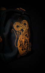 Side profile of the Dragon Ball Z gym bag showcasing a detailed orange screen-printed graphic of Shenron the dragon surrounded by the seven Dragon Balls.