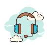 Icon of a headset with clouds, likely representing customer support or cloud services.