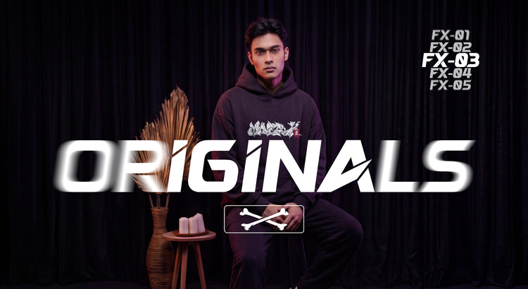 Person wearing a hoodie with 'ORIGINALS' branding on a dark background